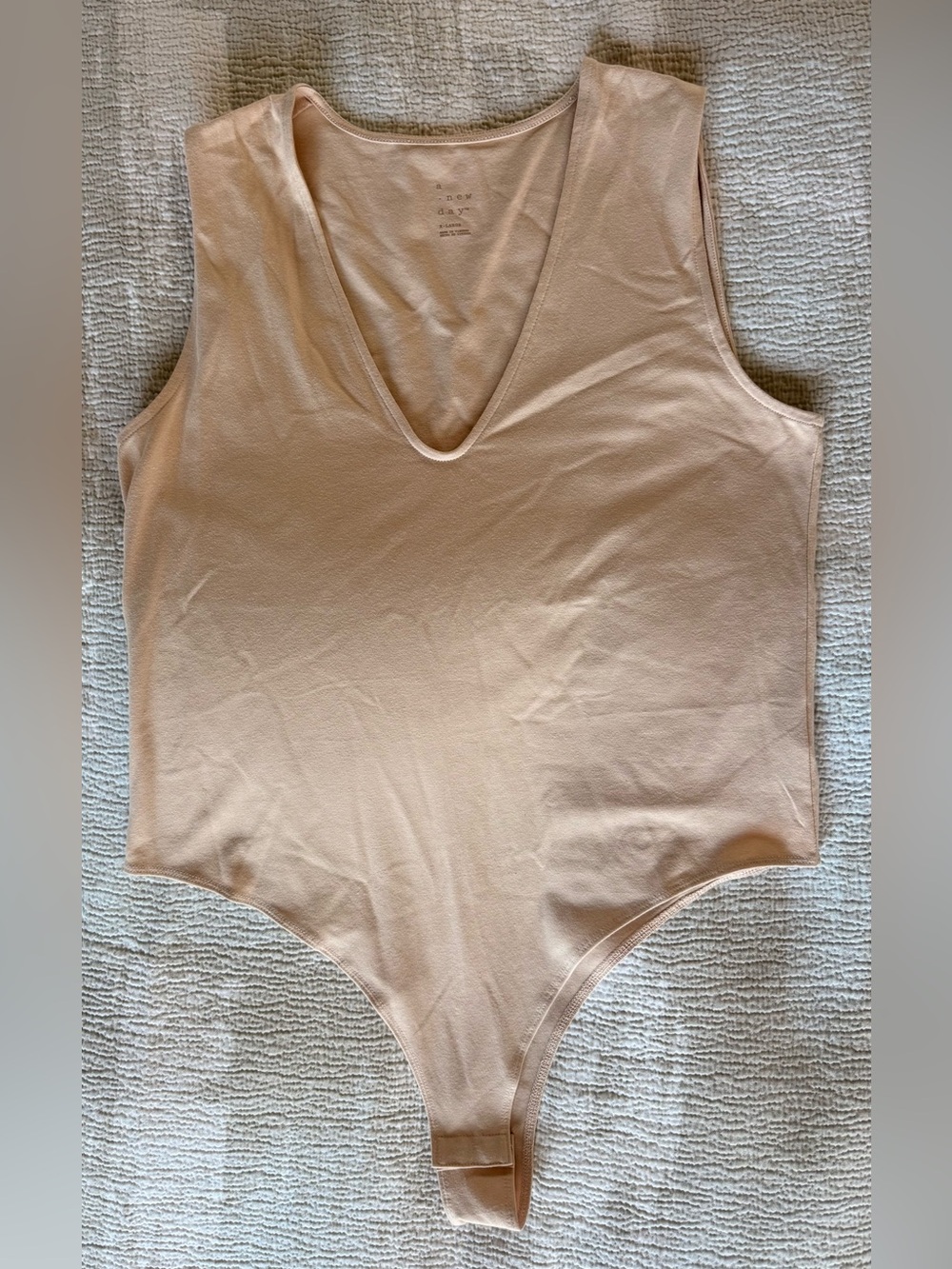 A New Day Beige Scoop Neck Bodysuit
